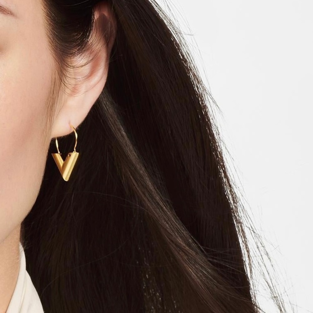 Set of 2 gold and Silver  Triangle Earring - Picture 4 of 6